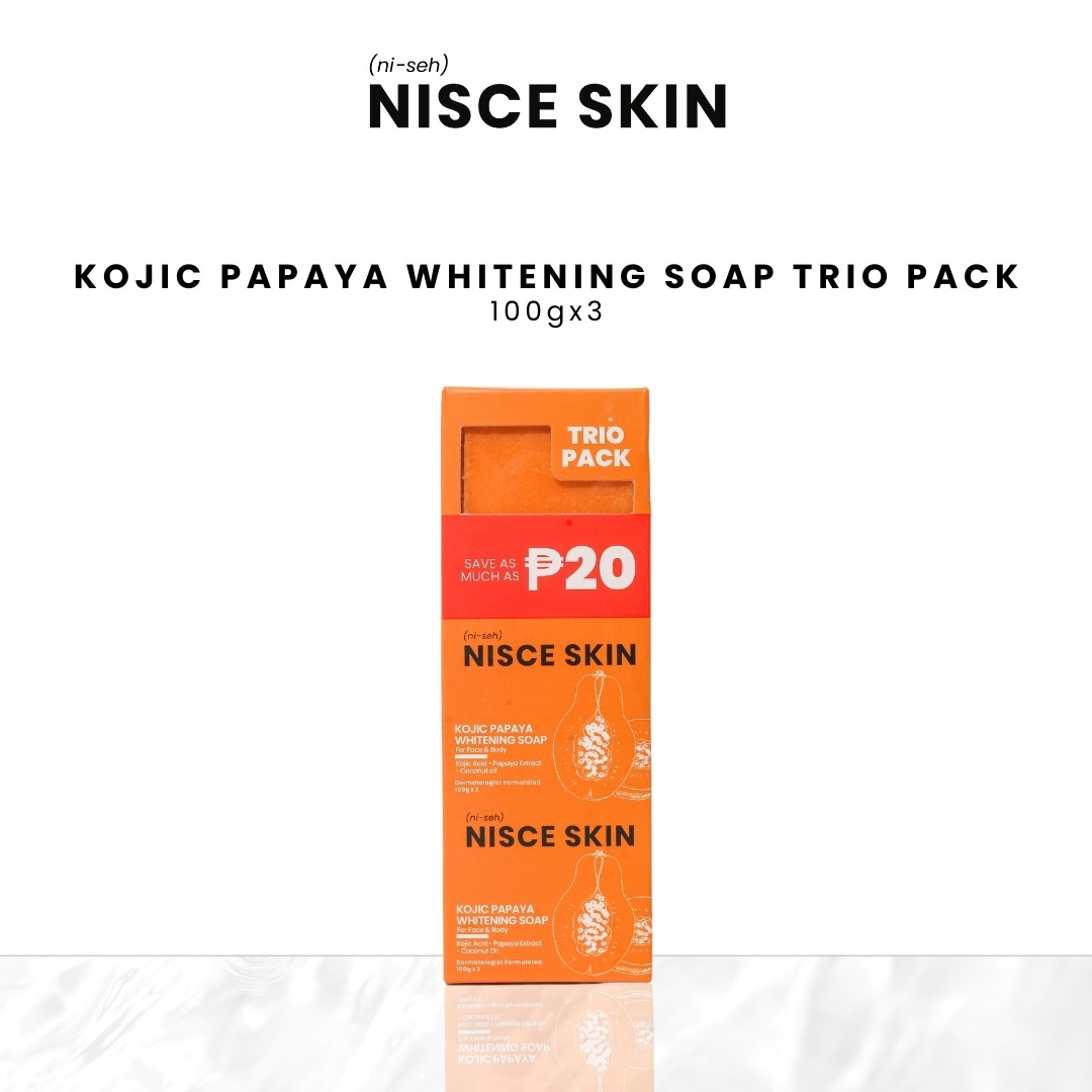 NISCE SKIN Kojic Papaya Whitening Soap Soap Trio Pack (100g x 3)